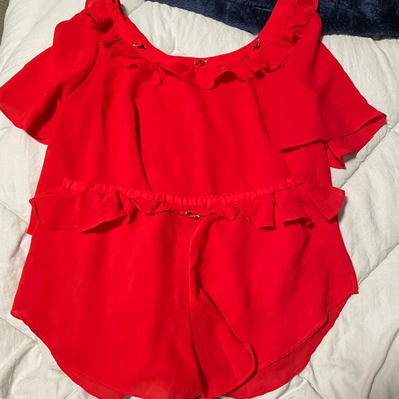 For Love and Lemons Red Rosette Lingerie Sheer Set RARE! S/M - Picture 2 of 6
